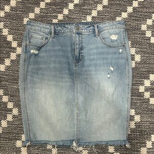 Old Navy Light Blue Distressed Denim Pencil Skirt